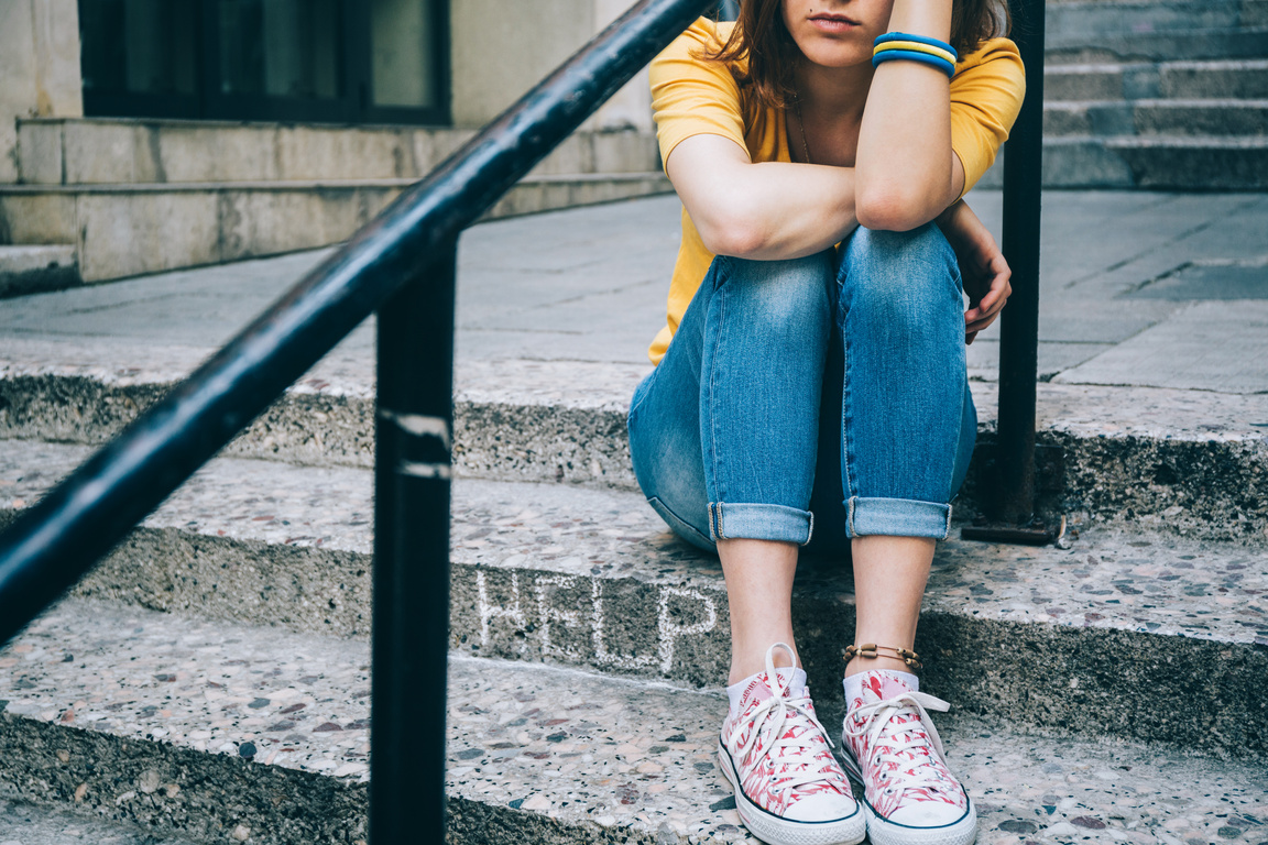 Depressed teen girl